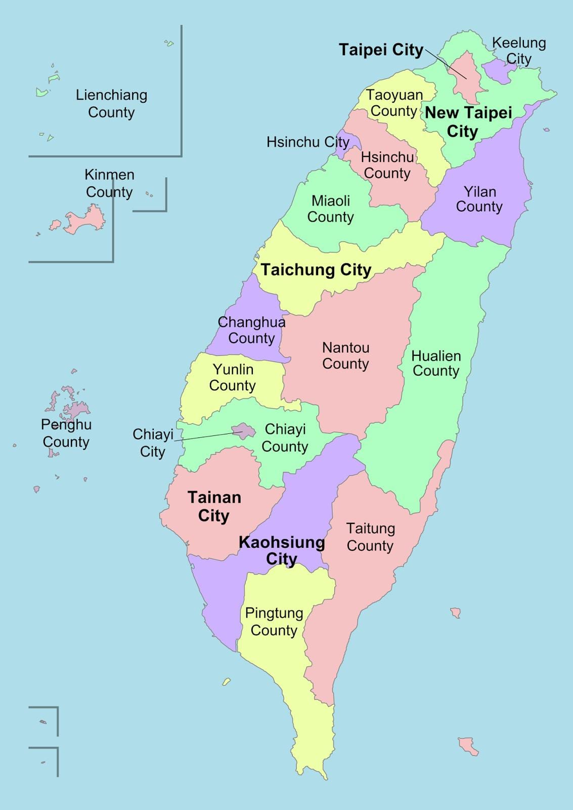 মানচিত্র, কাউন্টি, তাইওয়ান 