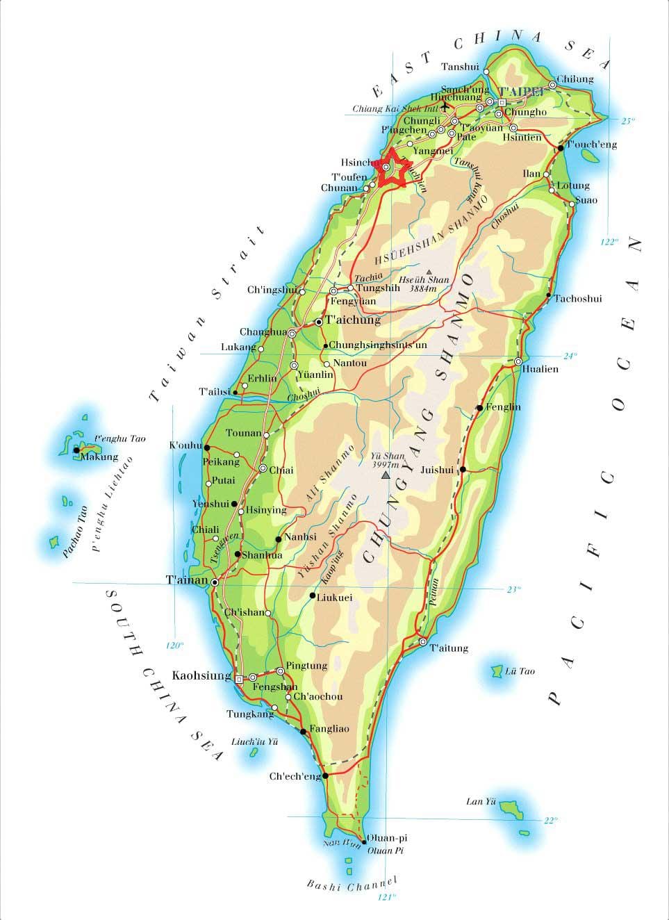 মানচিত্র hsinchu, তাইওয়ান