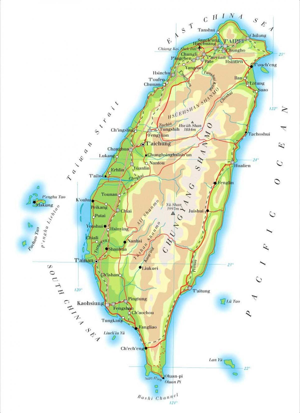 মানচিত্র তাইওয়ান নদী